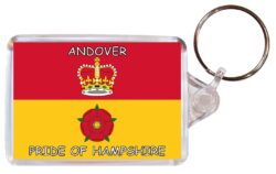 Andover - Pride of Hampshire - Double Sided Large Keyring Key Fob Chain Ring Gift Present Souvenir
