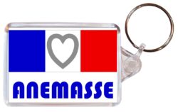 Anemasse - Love France/French Town & Cities Flag - Double Sided Large Keyring Key Fob Chain Ring Gift Present Souvenir