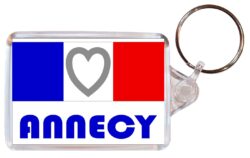 Annecy - Love France/French Town & Cities Flag - Double Sided Large Keyring Key Fob Chain Ring Gift Present Souvenir