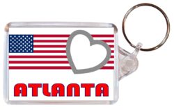 Atlanta - Love USA/United States Town & Cities Flag - Double Sided Large Keyring Key Fob Chain Ring Gift Present Souvenir