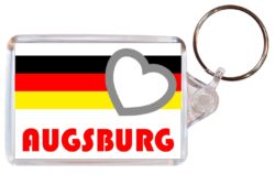Augsburg - Love Germany/German Town & Cities Flag - Double Sided Large Keyring Key Fob Chain Ring Gift Present Souvenir
