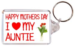Happy Mothers Day - I Love My Auntie - Double Sided Large Keyring Key Fob Chain Ring Roses/Flowers Gift Present Souvenir