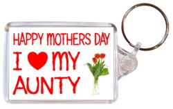 Happy Mothers Day - I Love My Aunty - Double Sided Large Keyring Key Fob Chain Ring Roses/Flowers Gift Present Souvenir