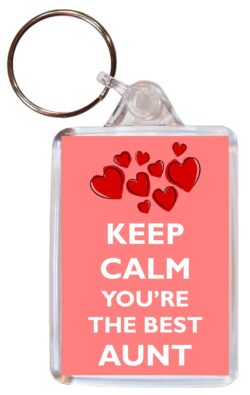 Keep Calm and Love Aunt - Double Sided Large Keyring Key Fob Chain Ring Gift Present Souvenir