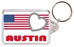 Austin - Love USA/United States Town & Cities Flag - Double Sided Large Keyring Key Fob Chain Ring Gift Present Souvenir