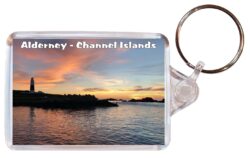 Alderney - Channel Islands - Double Sided Large Keyring Key Fob Chain Ring Gift Present Souvenir E1