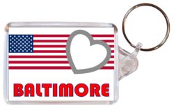 Baltimore - Love USA/United States Town & Cities Flag - Double Sided Large Keyring Key Fob Chain Ring Gift Present Souvenir