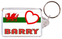 Barry - Love Wales/Welsh Town & Cities Flag - Double Sided Large Keyring Key Fob Chain Ring Gift Present Souvenir