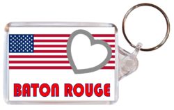 Baton Rouge - Love USA/United States Town & Cities Flag - Double Sided Large Keyring Key Fob Chain Ring Gift Present Souvenir
