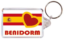 Benidorm - Love Spain/Spanish Towns & Cities Flag - Double Sided Large Keyring Key Fob Chain Ring Gift Present Souvenir