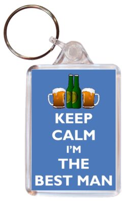 Keep Calm I'm The Best Man - Double Sided Large Keyring Key Fob Chain Ring Gift Present Souvenir