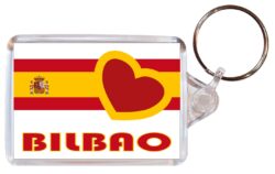 Bilbao - Love Spain/Spanish Towns & Cities Flag - Double Sided Large Keyring Key Fob Chain Ring Gift Present Souvenir
