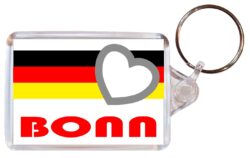 Bonn - Love Germany/German Town & Cities Flag - Double Sided Large Keyring Key Fob Chain Ring Gift Present Souvenir