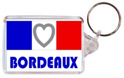 Bordeaux - Love France/French Town & Cities Flag - Double Sided Large Keyring Key Fob Chain Ring Gift Present Souvenir
