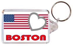 Boston - Love USA/United States Town & Cities Flag - Double Sided Large Keyring Key Fob Chain Ring Gift Present Souvenir