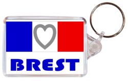 Brest - Love France/French Town & Cities Flag - Double Sided Large Keyring Key Fob Chain Ring Gift Present Souvenir