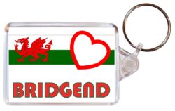 Bridgend - Love Wales/Welsh Town & Cities Flag - Double Sided Large Keyring Key Fob Chain Ring Gift Present Souvenir
