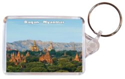 Bagan - Myanmar - Double Sided Large Keyring Key Fob Chain Ring Gift Present Souvenir M2