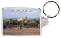 Bagan - Myanmar - Double Sided Large Keyring Key Fob Chain Ring Gift Present Souvenir M4