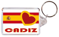 Cadiz - Love Spain/Spanish Towns & Cities Flag - Double Sided Large Keyring Key Fob Chain Ring Gift Present Souvenir