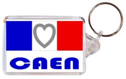 Caen - Love France/French Town & Cities Flag - Double Sided Large Keyring Key Fob Chain Ring Gift Present Souvenir