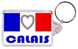 Calais - Love France/French Town & Cities Flag - Double Sided Large Keyring Key Fob Chain Ring Gift Present Souvenir