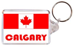 Calgary - Love Canada/Canadian Town & Cities Flag - Double Sided Large Keyring Key Fob Chain Ring Gift Present Souvenir