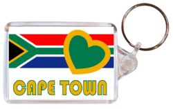Cape Town - Love South Africa/African Town & Cities Flag - Double Sided Large Keyring Key Fob Chain Ring Gift Present Souvenir