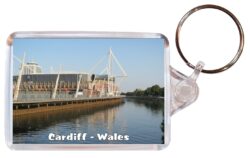 Cardiff - Wales - Double Sided Large Keyring Key Fob Chain Ring Gift Present Souvenir W2