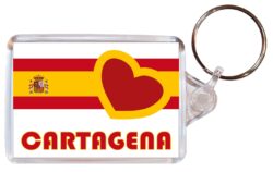 Cartagena - Love Spain/Spanish Towns & Cities Flag - Double Sided Large Keyring Key Fob Chain Ring Gift Present Souvenir