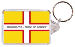 Charmouth - Pride of Dorset - Double Sided Large Keyring Key Fob Chain Ring Gift Present Souvenir
