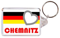 Chemnitz - Love Germany/German Town & Cities Flag - Double Sided Large Keyring Key Fob Chain Ring Gift Present Souvenir