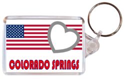 Colorado Springs - Love USA/United States Town & Cities Flag - Double Sided Large Keyring Key Fob Chain Ring Gift Present Souvenir