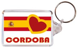 Cordoba - Love Spain/Spanish Towns & Cities Flag - Double Sided Large Keyring Key Fob Chain Ring Gift Present Souvenir