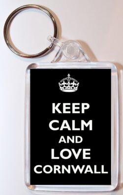 Keep Calm and Love Cornwall - Double Sided Large Keyring Key Fob Chain Ring Gift Present Souvenir