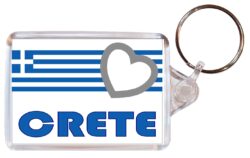 Crete - Love Greece/Greek Town & Cities Flag - Double Sided Large Keyring Key Fob Chain Ring Gift Present Souvenir