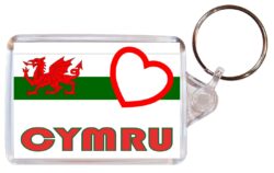 Cymru - Love Wales/Welsh Town & Cities Flag - Double Sided Large Keyring Key Fob Chain Ring Gift Present Souvenir