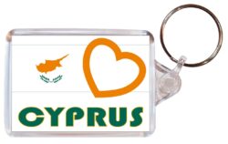 Cyprus - Love Cyprus/Cypriot Town & Cities Flag - Double Sided Large Keyring Key Fob Chain Ring Gift Present Souvenir