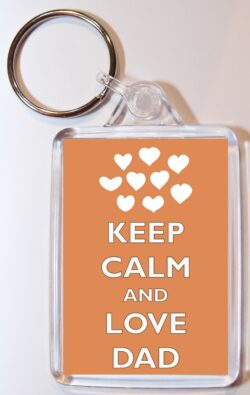 Keep Calm and Love Dad - Double Sided Large Keyring Key Fob Chain Ring Gift Present Souvenir
