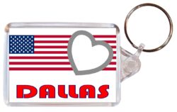 Dallas - Love USA/United States Town & Cities Flag - Double Sided Large Keyring Key Fob Chain Ring Gift Present Souvenir