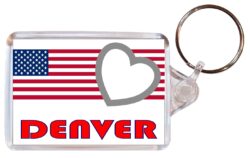 Denver - Love USA/United States Town & Cities Flag - Double Sided Large Keyring Key Fob Chain Ring Gift Present Souvenir