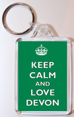 Keep Calm and Love Devon - Double Sided Large Keyring Key Fob Chain Ring Gift Present Souvenir
