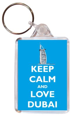 Keep Calm and Love Dubai - Double Sided Large Keyring Key Fob Chain Ring Gift Present Souvenir