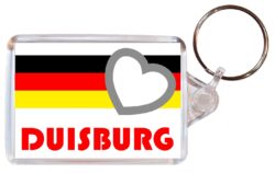 Duisburg - Love Germany/German Town & Cities Flag - Double Sided Large Keyring Key Fob Chain Ring Gift Present Souvenir