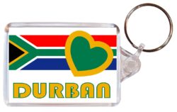 Durban - Love South Africa/African Town & Cities Flag - Double Sided Large Keyring Key Fob Chain Ring Gift Present Souvenir