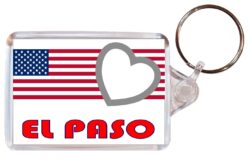 El Paso - Love USA/United States Town & Cities Flag - Double Sided Large Keyring Key Fob Chain Ring Gift Present Souvenir