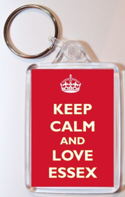 Keep Calm and Love Essex - Double Sided Large Keyring Key Fob Chain Ring Gift Present Souvenir