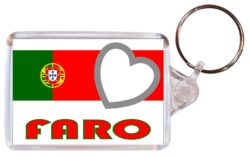 Faro - Love Portugal/Portuguese Town & Cities Flag - Double Sided Large Keyring Key Fob Chain Ring Gift Present Souvenir