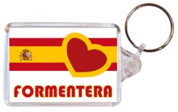 Formentera - Love Spain/Spanish Towns & Cities Flag - Double Sided Large Keyring Key Fob Chain Ring Gift Present Souvenir