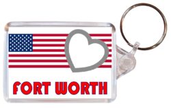 Fort Worth - Love USA/United States Town & Cities Flag - Double Sided Large Keyring Key Fob Chain Ring Gift Present Souvenir